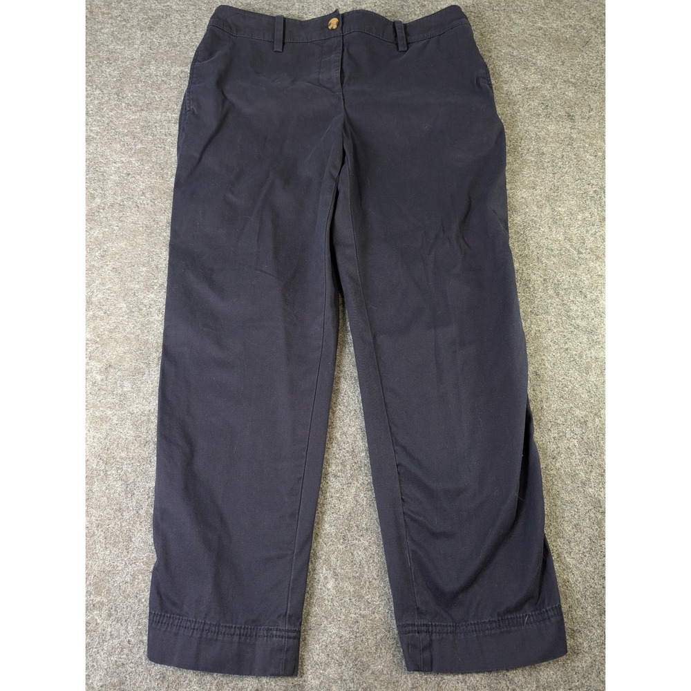 Talbots Perfect Crop Pant Navy Blue Chino Trousers Size 8 Stretch Cotton EUC